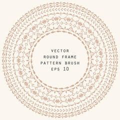 Vector decorative round frame background and pattern brushes