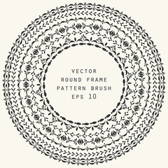 Set of decorative round frames and pattern brushes