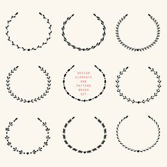 Set of vintage decorative laurel wreaths