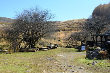 自然の中にある休憩所