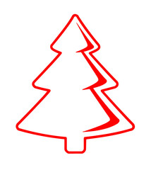 Christmas Tree Red Flat Icon On White Background