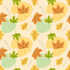 Colourfull Autumn leaves seamless pattern.Great for textile,wrapping paper,scrabooking,fabric,ceramic motifs.