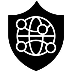 
Network surrounded by a shield, icon for network security 
