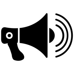 
Bullhorn with sound waves showing icon of advertising 

