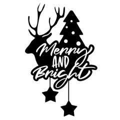 black and white christmas tree with deer