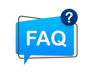 Frequently asked questions FAQ banner. Computer with question icons. Vector stock illustration. - obrazy, fototapety, plakaty