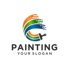 House painting logo design vector template
