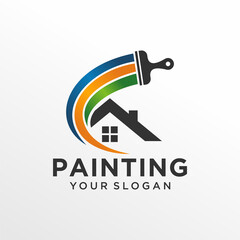 House painting logo design vector template
