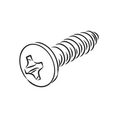 screws, nails isolated on a white background. Vector illustration, metal screw vector sketch illustration