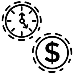 
An icon with dollar sign and time cycle, together depicting money and time saving icon
