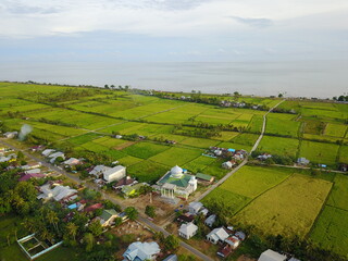 mosque view of landscape with fields