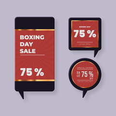 Set of Boxing Day sale banner symbol icon