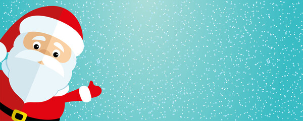Christmas background with Santa Claus on a blue background with snowflakes.