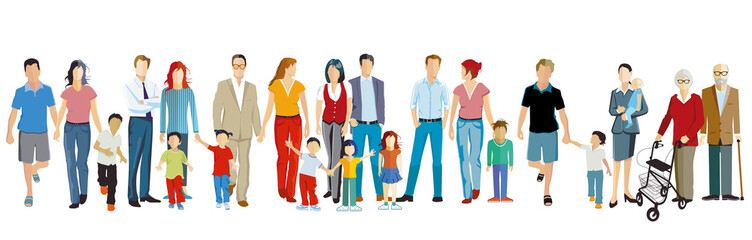 Fototapeta premium Familiengruppen Generationen zusammen vector illustration