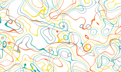 Orange blue and yellow curve wave line on white abstract background.