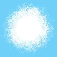 Round snowflakes frame on blue background for Your Christmas winter design