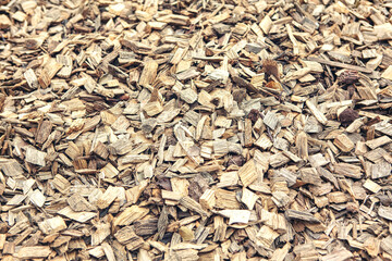 Wooden shavings background . Sawdust texture