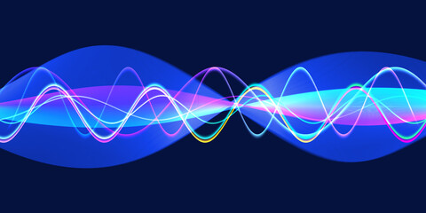 Speaking sound wave lines illustration.Colorful gradient motion abstract background.