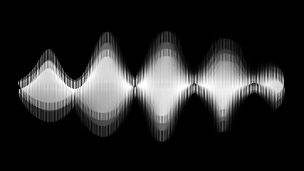 Abstract sound waves  white isolated on black background. For app voice design.