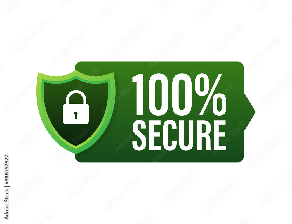 Poster 100 secure grunge vector icon. badge or button for commerce website. vector stock illustration.