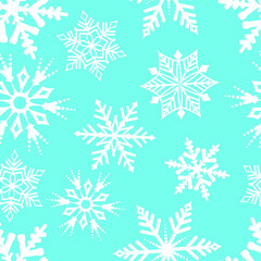 Fototapeta na wymiar Seamless vector snowflakes pattern. Christmas background for wrapping, cover, packaging, gifts etc. New year holiday winter pattern.