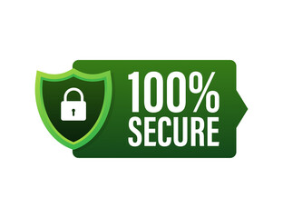 100 Secure grunge vector icon. Badge or button for commerce website. Vector stock illustration.