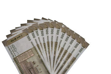 India currency notes with copy space with white background