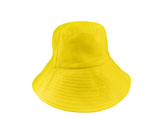 Yellow bucket hat, isolated on a white background