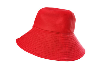 Red bucket hat on a white background