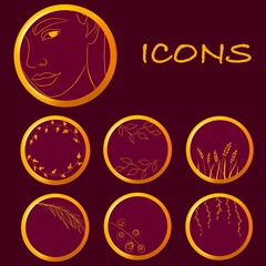 set of icons for instagram hilights in abstract ctyle, minimalism