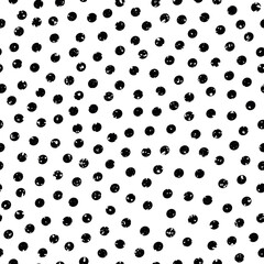 Black and white terrazzo textured polka dots vector seamless pattern background. Textural grunge round circles monochrome backdrop. Tossed random effect design. Shabby chic all over print, urban vibe