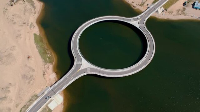 A round road bridge on the ocean in Garzon, Maldonado, Uruguay