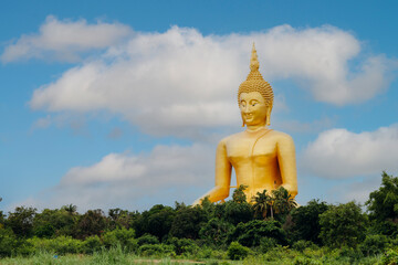 Gold Big Buddha at Wat Muang, Ang Thong, Thailand.