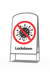 Aufsteller mit Corona, covid-19, symbol, Verbotsschild, freisteller