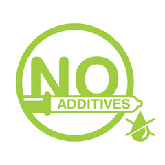 No additives stamp - crossed out dripping harmful preservatives - isolated vector icon for healthy food and cosmetics products packaging 