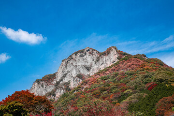 가을에 물든 산 