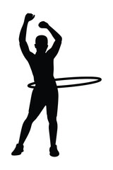 Sport man with hula hoop silhouette vector © Flatman vector 24