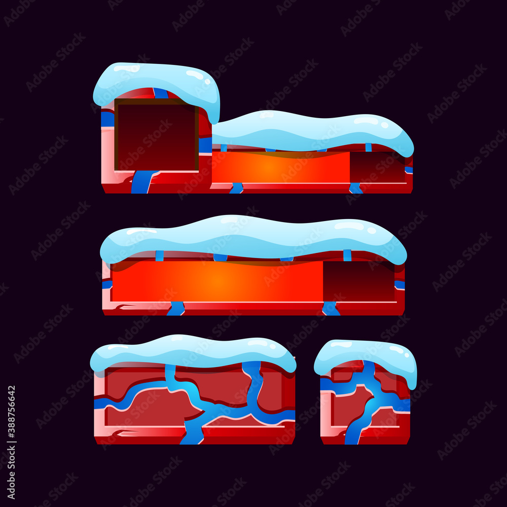 Poster set of gui christmas indicator bar border frame for game ui asset elements vector illustration
