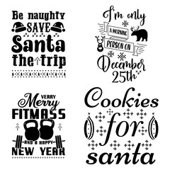 Christmas calligraphy quotes set. Colorful typography designs for xmas decoration, cards, t shirts, mug, other prints with words and holiday symbols. Stock vector lettering bundle isolated