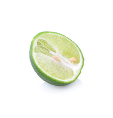 Fototapeta na wymiar Limes with slices isolated on white background.