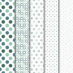 Seamless vector patterns with circles and dots.