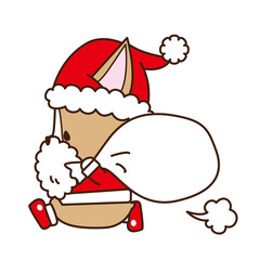 走る可愛いコーギー サンタさん