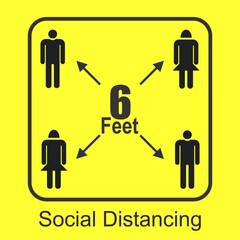 Keep Social Distancing, Corona Virus Poster Design. Stay 6 Feet Apart Keep Your Distance.