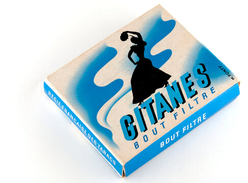 London, England - May 11, 2020: Packet of 20 Gitanes Filter Tipped Cigarettes, First introduced in 1910