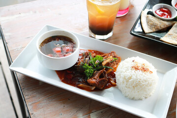 Delicious food and drink on the table