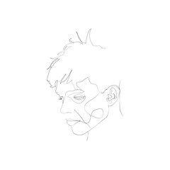SINGLE-LINE DRAWING OF A MALE FACE (3). This hand-drawn, continuous, line illustration is part of a collection artworks inspired by the drawings of Picasso. Each gesture sketch was created by hand. 
