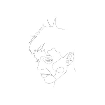 recommend clip art: SINGLE-LINE DRAWING OF A MALE FACE (3). This hand-drawn, continuous, line illustration is part of a collection artworks inspired by the drawings of Picasso. Each gesture sketch was created by hand. 
                    