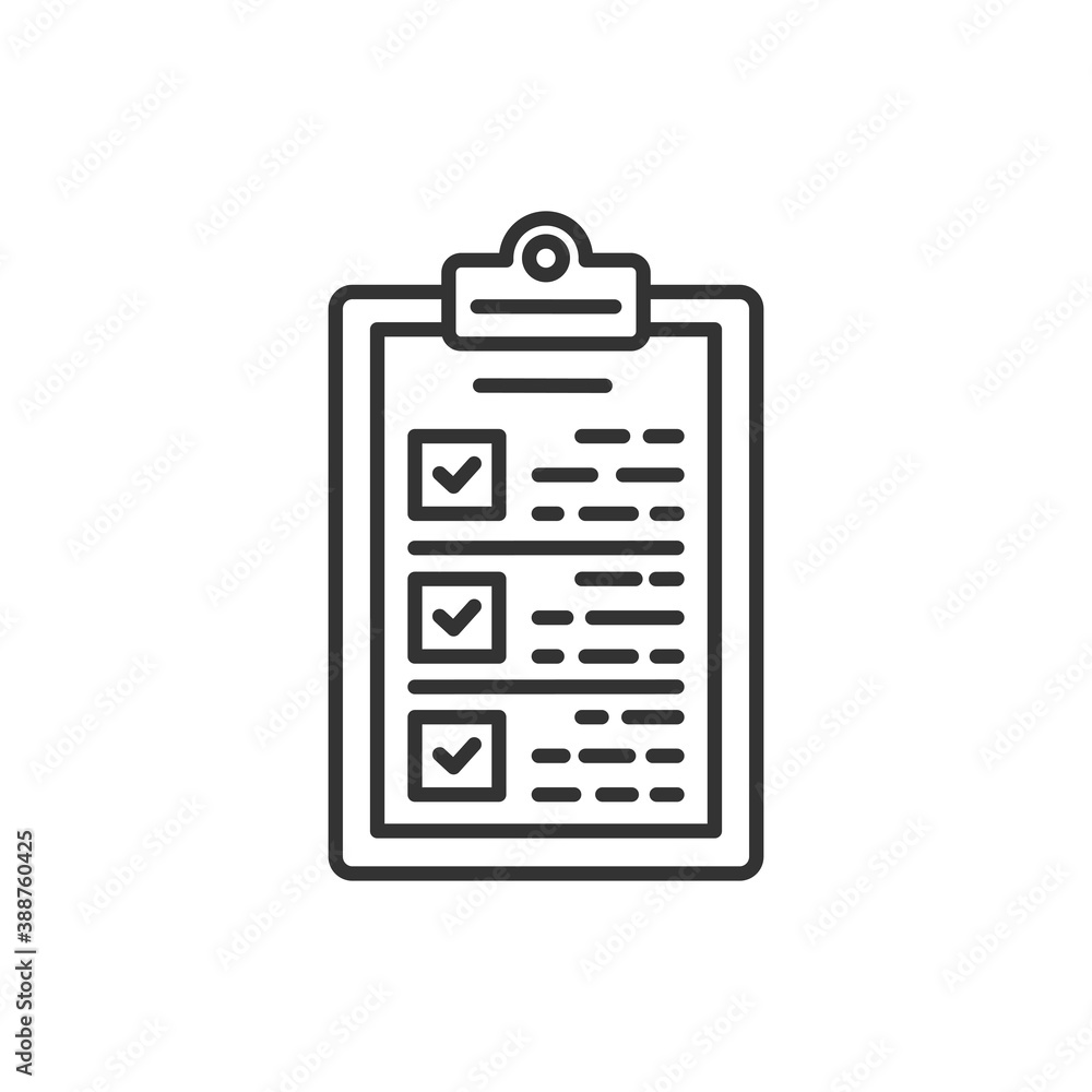 Aufkleber clipboard with checklist icon. symbol for web site and app design. vector black icon.