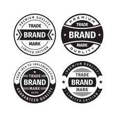 Obraz premium Brand badges set. Trade mark template logos design. Vintage retro emblem collection. Concept labels in black & white colors. 