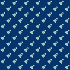 light blue badminton cock with feathers on dark blue background repeat pattern